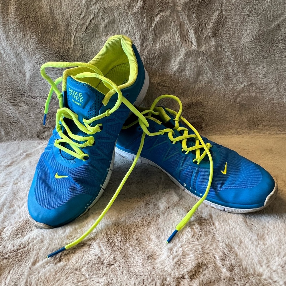 Nike Free Trainer Blue with Neon Yellow Accents